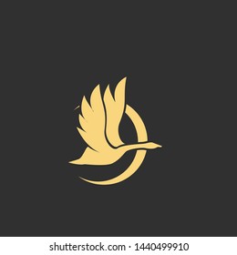 flat luxury swan logo icon design vector illustration
