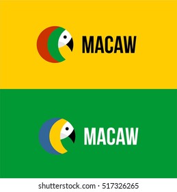 FLAT MACAW HEAD BIRD LOGO TEMPLATE EMBLEM SYMBOL SIGN