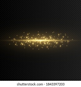 A flat magical flash of light. Light effect, lighting, png light, flash. Golden glow. Vector light.