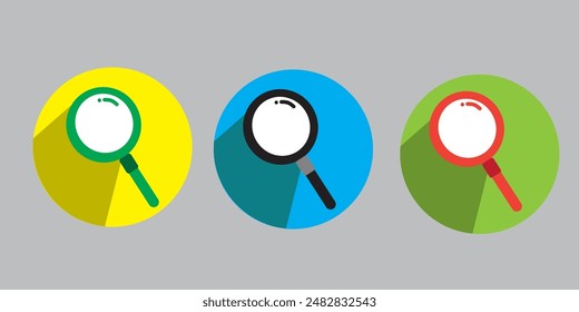 Flat Magnifier Icon magnifying glass icon vector flat style for search, focus, zoom, business 3 colour