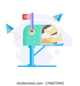 Flat mail box illustration. Flat style for graphic design, logo, web, ui design, mobile app, EPS10. Ready to use for website, mobile app, presentation and any other projects