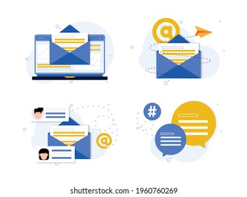 Flat mail communication sending receiving chat office concept vector illustration design