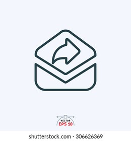 flat mail icon with next sign.