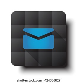 Flat Mail icon on black app button with drop shadow