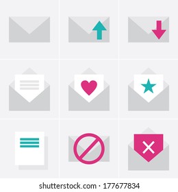 flat mail icons for mobile and web