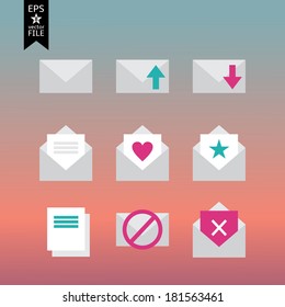 flat mail icons for mobile and web