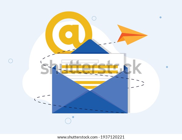 Flat mail sending with rocket concept vector\
illustration design