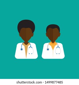 Flat male and female doctors healthcare vector illustration people cartoon avatar profile characters icon set. Health care hospital medical staff: doctor, nurse. Professional medicine team concept