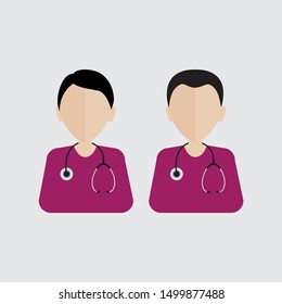 Flat male and female doctors healthcare vector illustration people cartoon avatar profile characters icon set. Health care hospital medical staff: doctor, nurse. Professional medicine team concept