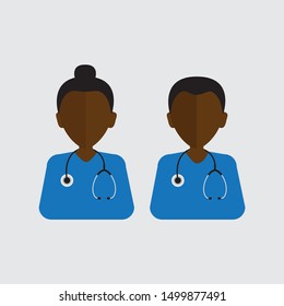 Flat male and female doctors healthcare vector illustration people cartoon avatar profile characters icon set. Health care hospital medical staff: doctor, nurse. Professional medicine team concept