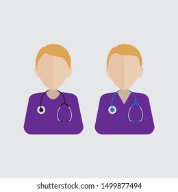 Flat male and female doctors healthcare vector illustration people cartoon avatar profile characters icon set. Health care hospital medical staff: doctor, nurse. Professional medicine team concept