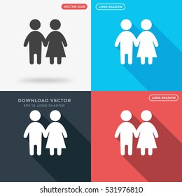 Flat male and female icon illustration isolated vector sign symbol