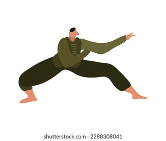 Flat male kung fu fighter vector illustration