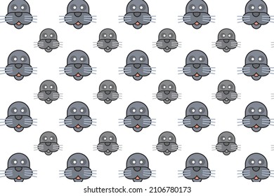 Flat Mammal Seal Head Pattern Background