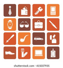 Flat man accessories icons and objects- vector illustration