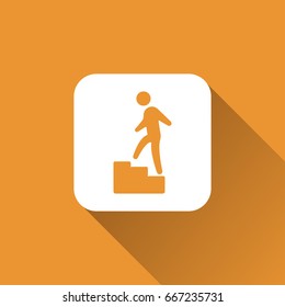 flat Man climbing stairs icon