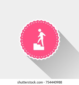 flat Man climbing stairs icon