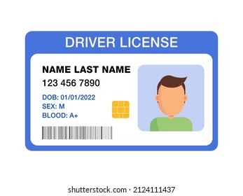 Flat Man Driver License Plastic Card Stock Vector (Royalty Free) 2124111437