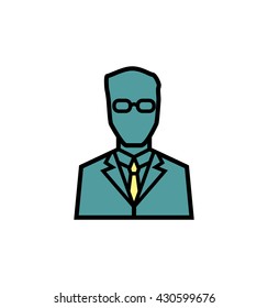 Flat man in glasses icon - stock vector