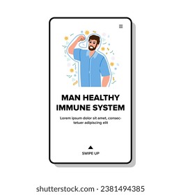 flat man healthu immune system vector. virus health, prevention protection, medical healthy flat man healthu immune system web flat cartoon illustration
