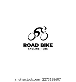 Flat man riding bicycle logo design vector illustration