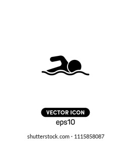 Flat Man Swimming Vector Icon Illustration For Web And Mobile App.