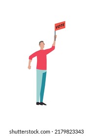 flat man with vote cartel over white