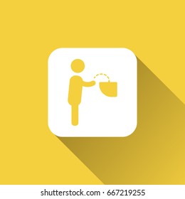 flat man washing hand icon