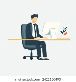flat man work at office vector design