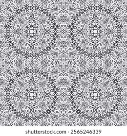 Flat mandala seamless pattern template