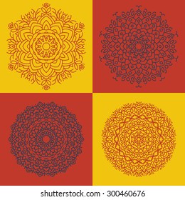 Flat mandala set.Vector colorful illustration.Ethnic decorative elements
