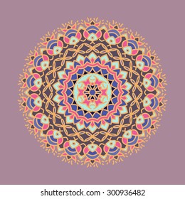 Flat mandala.Vector colorful illustration.Ethnic decorative elements