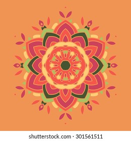 Flat mandala.Vector colorful illustration.Ethnic decorative elements