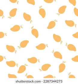Flat mango fruit seamless pattern. Tropical fruits seamless pattern. Colorful vector summer seamless pattern with fruits illustration