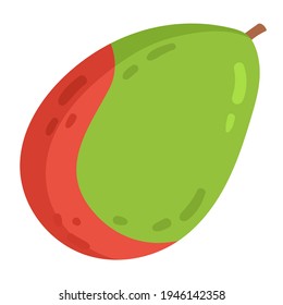  Flat mango. Vector illustration isolated on white background.