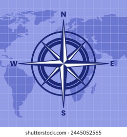 Flat map compass vector background