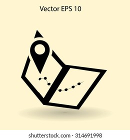 Flat map icon.