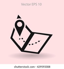 Flat map icon.