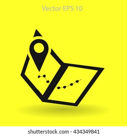 Flat map icon.