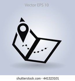 Flat map icon.