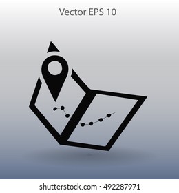 Flat map icon.