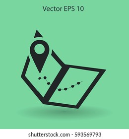 Flat map icon.