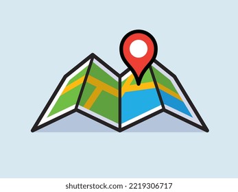 Flat Map With Location Pointer Illustration