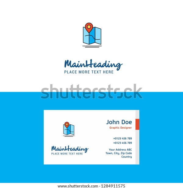 Flat Map Logo Visiting Card Template Stock Vector (Royalty Free ...