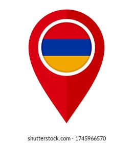 flat map marker icon with armenia flag isolated on white background