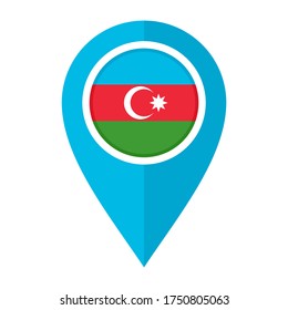icono de marcador de mapa plano con bandera azerbaiyana aislada en fondo blanco