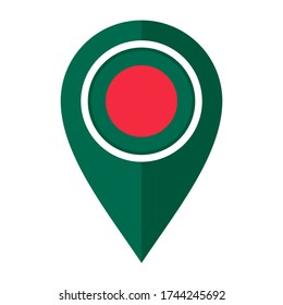 flat map marker icon with bangladesh flag isolated on white background