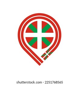 Flachbildmarkierungssymbol der Basque-Flagge. Vektorgrafik einzeln auf weißem Hintergrund