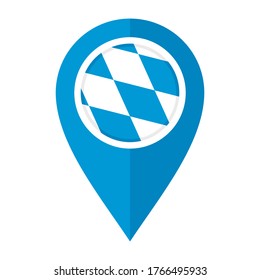 flat map marker icon with bavaria of germany flag, isolated on white background