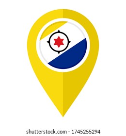 flat map marker icon with bonaire flag isolated on white background
